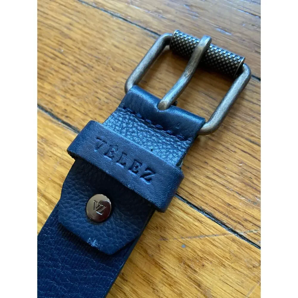 VELEZ Blue Leather Belt Mens sz 38